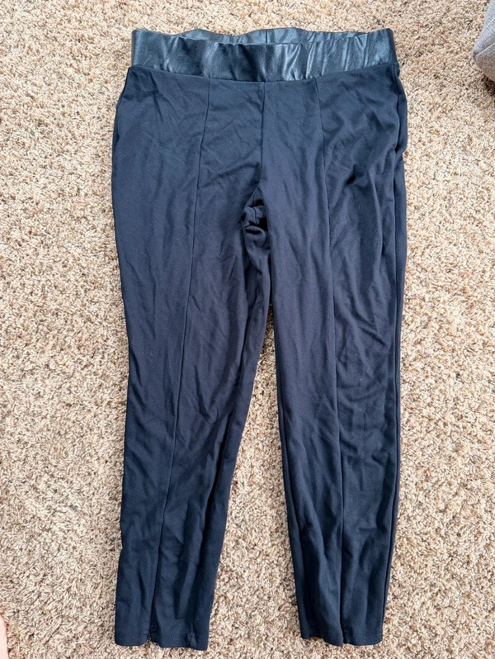 Cato Black Dress Leggings with faux leather waist band stretchy size L Sku1113